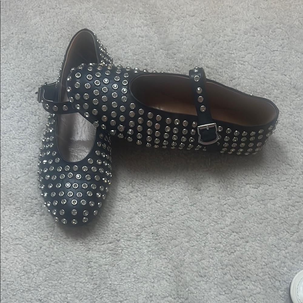 Studded Black Kids Shoes